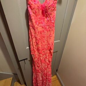 Pink/orange coral prom dress